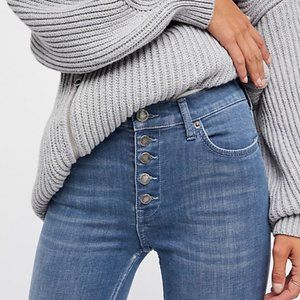 Free People Reagan Raw Hem Button Fly Skinny Jean